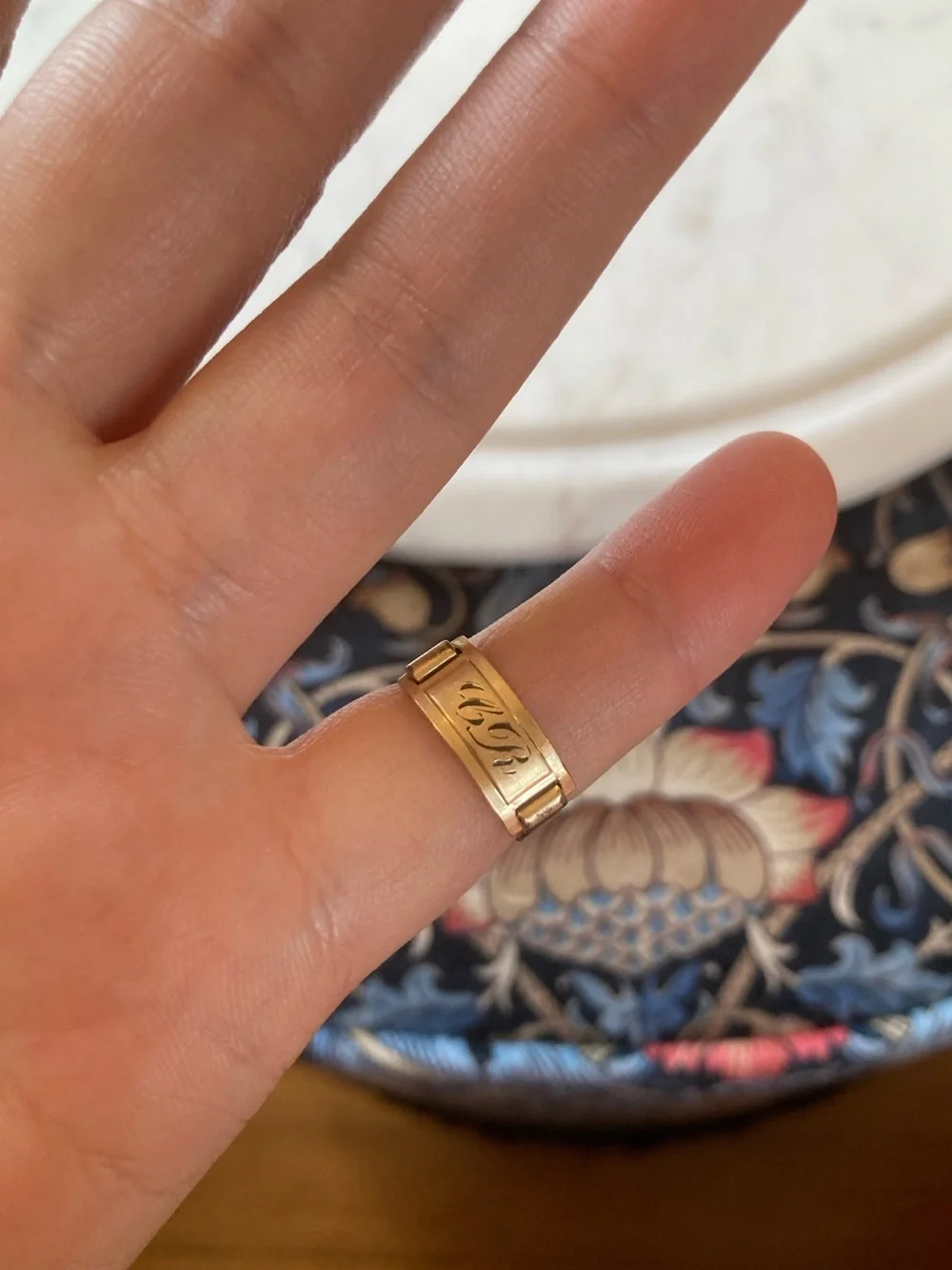 Antique “CR” Monogram Gold-Filled Ring Signed Maker’s Mark